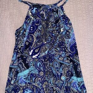 Blue Paisley Halter Dress